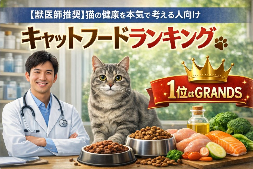 【獣医師推奨】猫の健康を本気で考える人向けキャットフードランキング｜1位はGRANDS